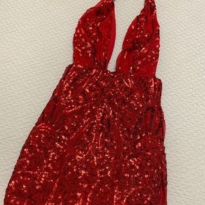 Red sequin midi